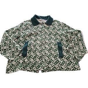 DAVI & DANI Retro Floral Jacket Size Large Oversize Corduroy Daisies